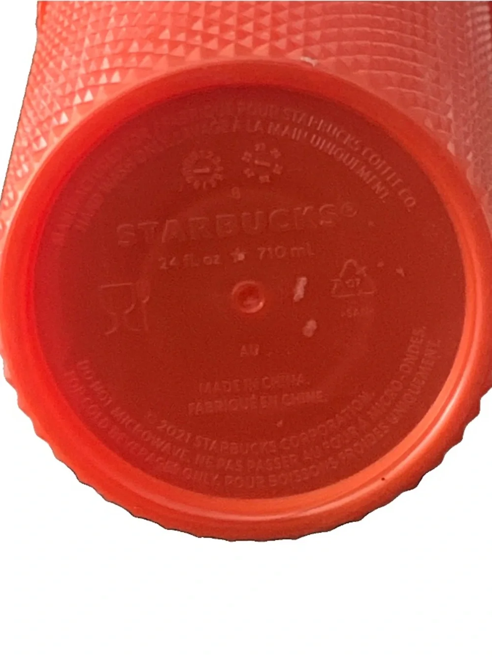 Pre Owned Starbucks 2021 Orange Pearlized Studded 24Oz Tumbler Limited Edition